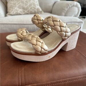 Braided Strap Tan Heeled Sandals